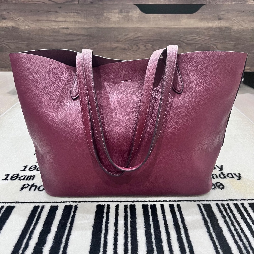 Coach Pebble Leather Cameron Large Tote Shoulder Bag in Burgundy / Wine - Picture 5 of 13